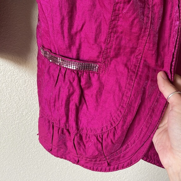 Chico’s Metallic Pink Blazer Cardigan Jacket Sz 1 W/Tank Barbiecore Career Top - Picture 3 of 16